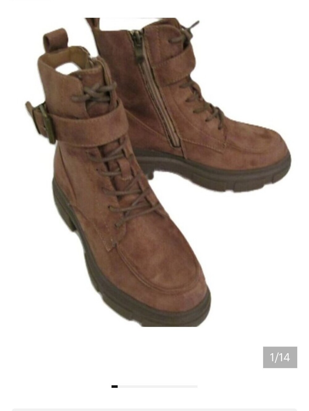 Innovation Women’s Brown Faux Suede Lace-Up Ankle Boots with Buckle SZ 35 NEW - Picture 2 of 12